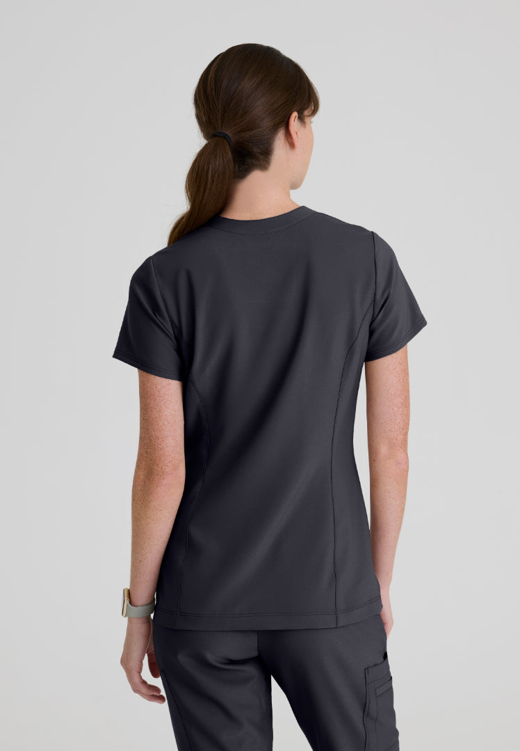 Sky Banded Neck 2-Pocket Top - Steel