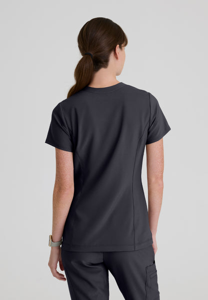 Sky Banded Neck 2-Pocket Top - Steel