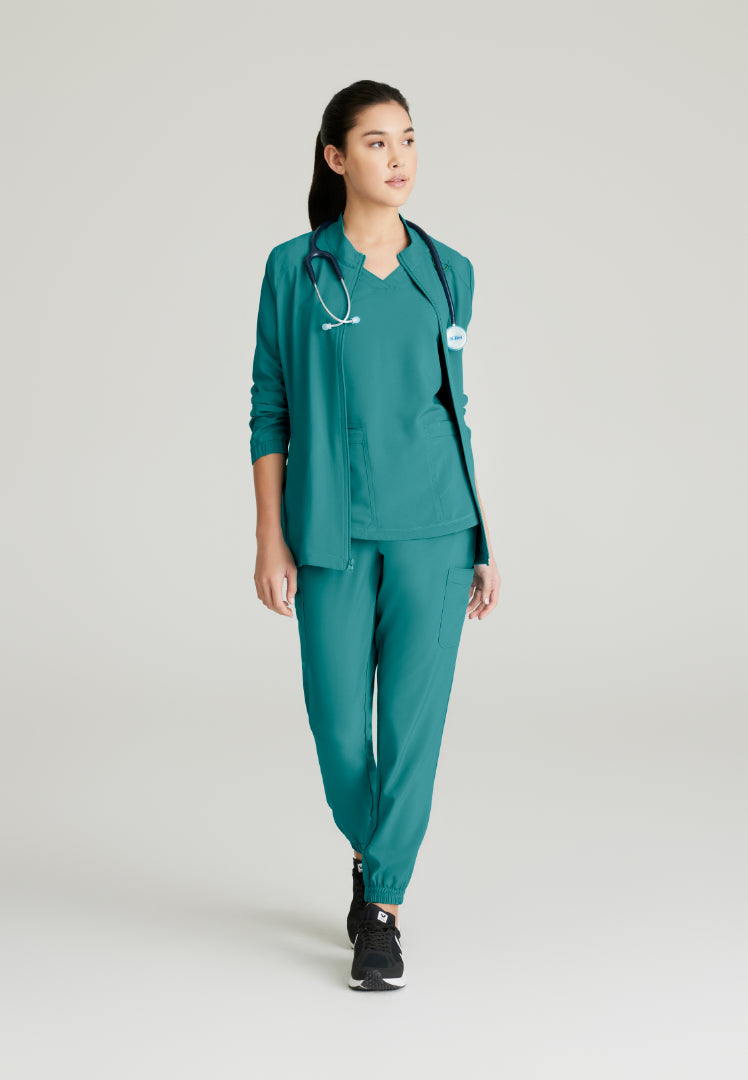 Grey's Anatomy™ Evolve "Rhythm" 2-Pocket Piped V-Neck Top - Teal