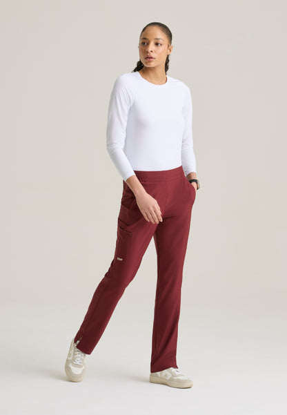 Cosmo 6-Pocket Mid-Rise Tapered Leg Pant - Chestnut