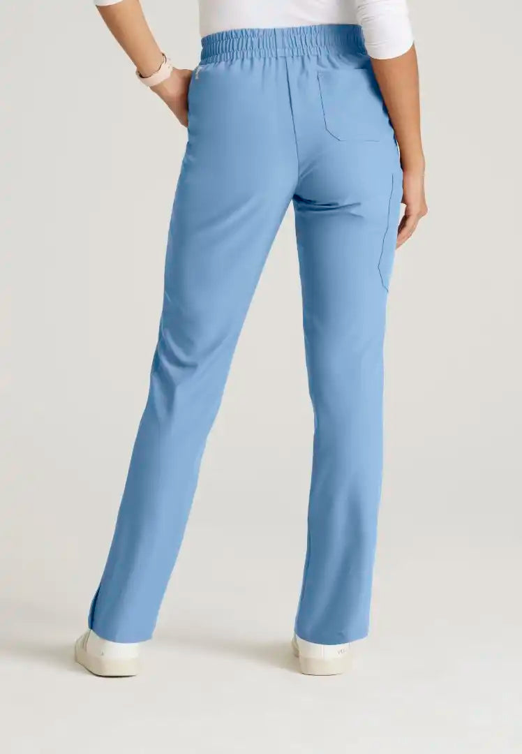 Grey's Anatomy™ Evolve "Cosmo" 6-Pocket Mid-Rise Tapered Leg Pant - Ciel Blue - The Uniform Store