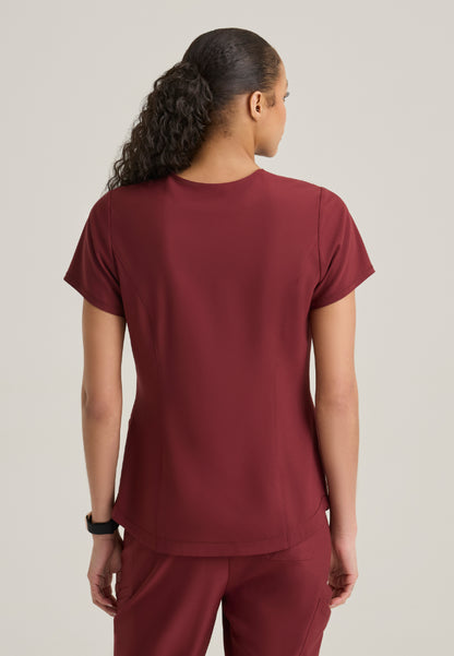 Rhythm 2-Pocket Piped V-Neck Top - Chestnut