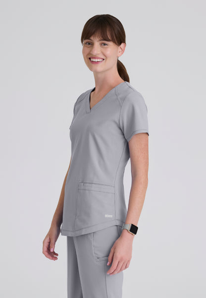 Rhythm 2-Pocket Piped V-Neck Top - Moonstruck