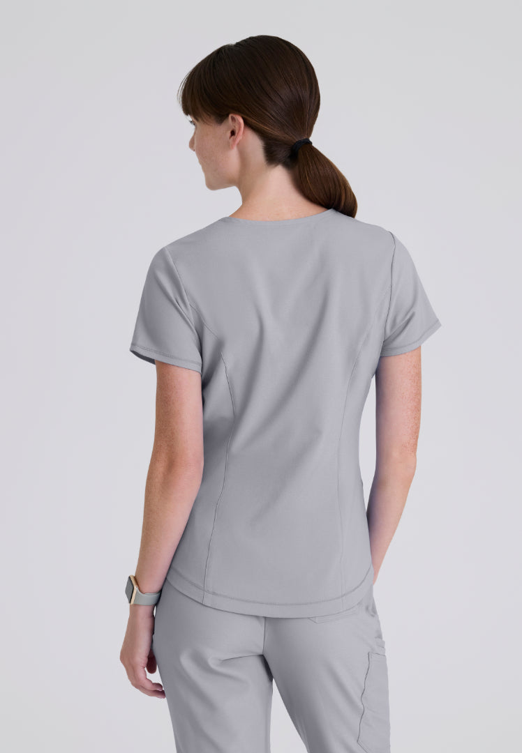 Rhythm 2-Pocket Piped V-Neck Top - Moonstruck