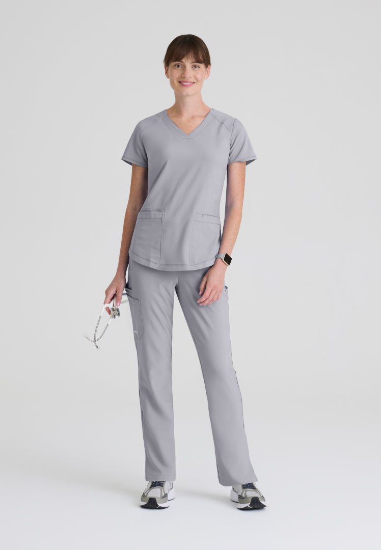 Rhythm 2-Pocket Piped V-Neck Top - Moonstruck