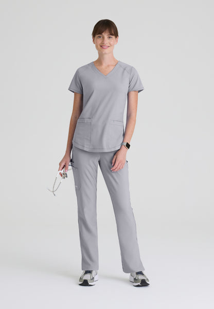 Rhythm 2-Pocket Piped V-Neck Top - Moonstruck