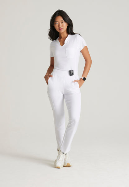 Cosmo 6-Pocket Mid-Rise Tapered Leg Pant - White