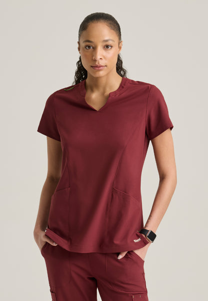 Sky Banded Neck 2-Pocket Top - Chestnut
