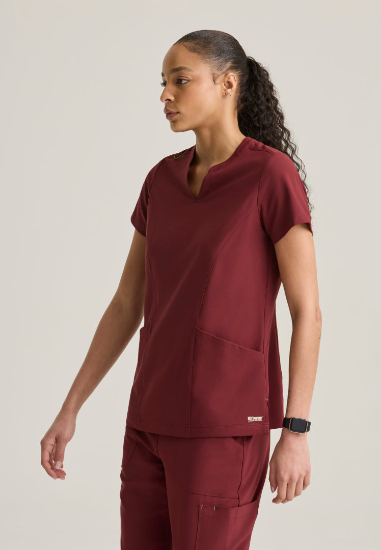Sky Banded Neck 2-Pocket Top - Chestnut