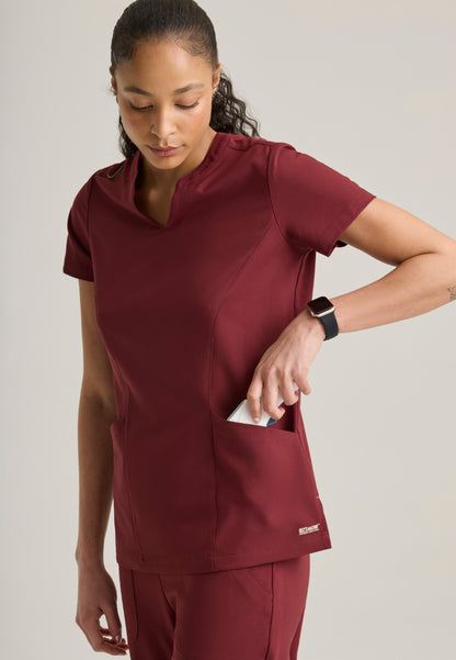 Sky Banded Neck 2-Pocket Top - Chestnut