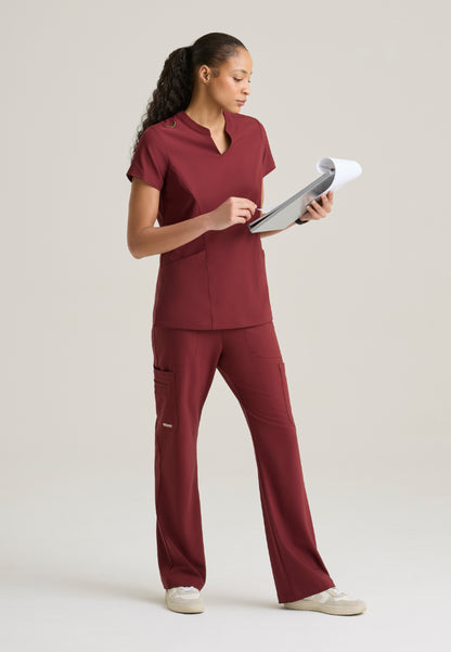 Sky Banded Neck 2-Pocket Top - Chestnut