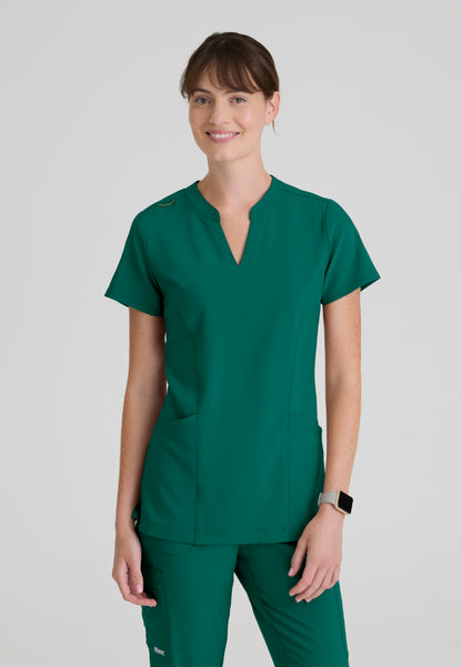 Sky Banded Neck 2-Pocket Top - Hunter