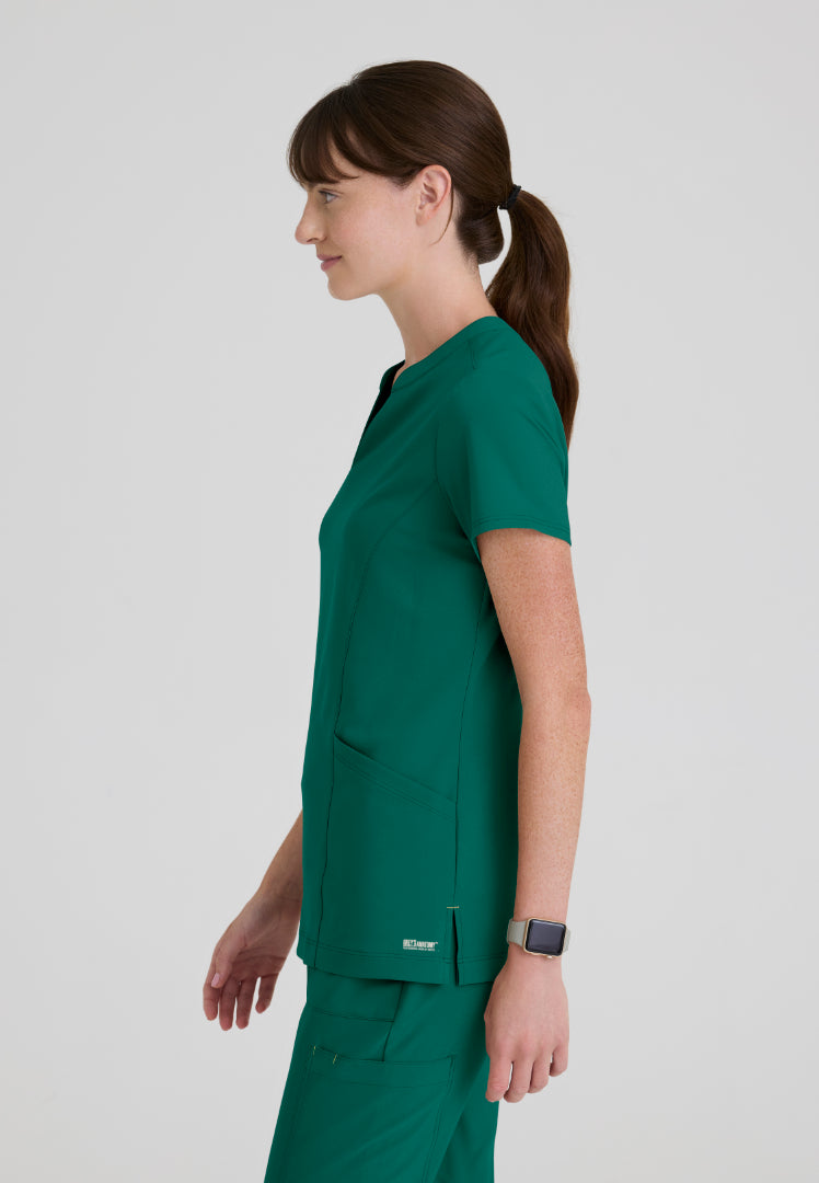 Sky Banded Neck 2-Pocket Top - Hunter