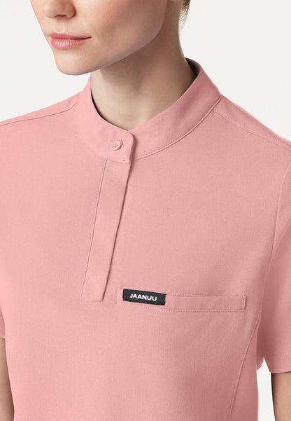 Savi Tuck-In Stand-Collar Scrub Top - Mauve