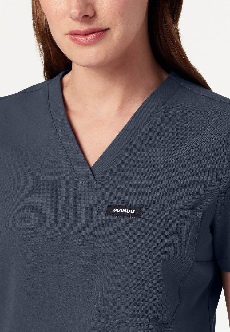 Blusa médica Rhena Slim Essential de un bolsillo - Gris carbón