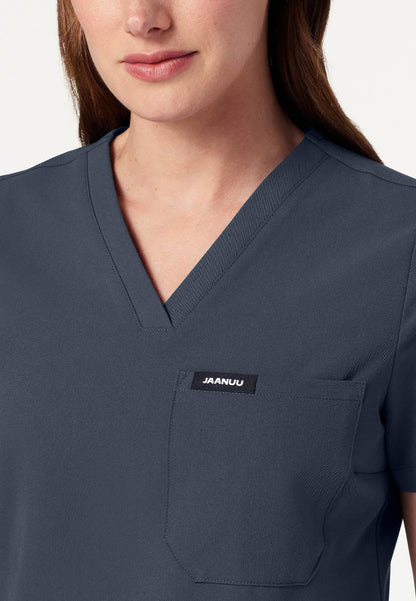 Blusa médica Rhena Slim Essential de un bolsillo - Gris carbón