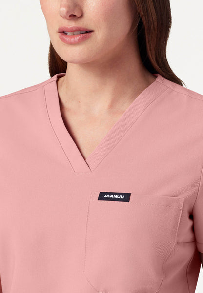 Rhena Slim Essential 1-Pocket Scrub Top - Mauve