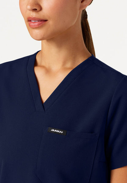 Rhena Slim Essential 1-Pocket Scrub Top - Midnight Navy