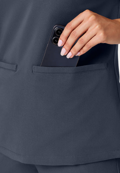 Helia Slim Notched V-Neck Scrub Top - Carbon Gray