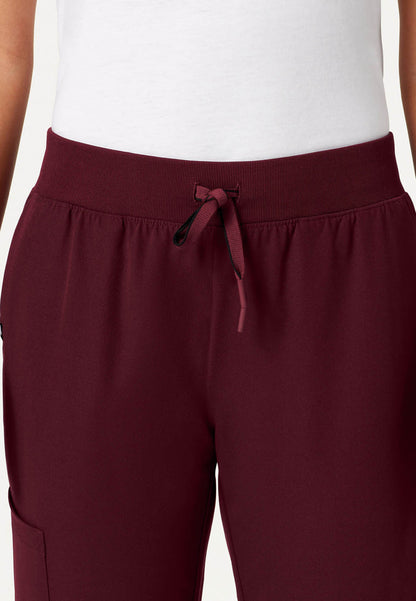 Silex Slim Knit-Waist Scrub Jogger - Burgundy