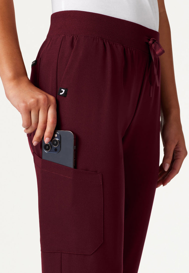 Silex Slim Knit-Waist Scrub Jogger - Burgundy