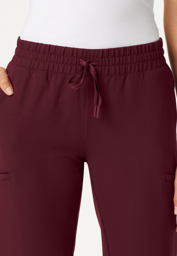 Jace Skinny 7-Pocket Scrub Jogger - Burgundy