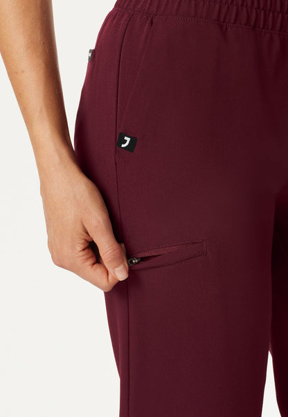 Jace Skinny 7-Pocket Scrub Jogger - Burgundy