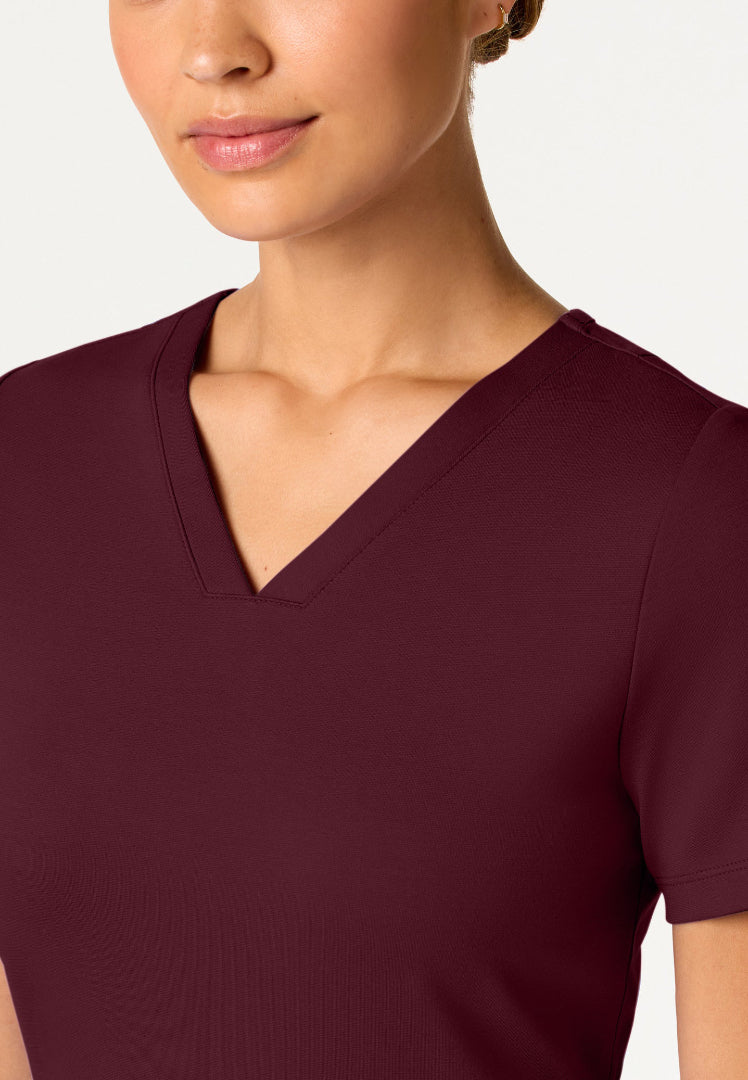 Kass Slim 4-Pocket UltraSOFT Scrub Top - Burgundy