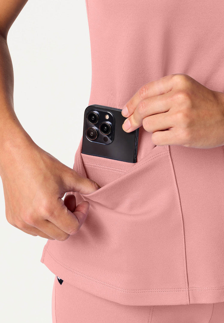 Kass Slim 4-Pocket UltraSOFT Scrub Top - Mauve