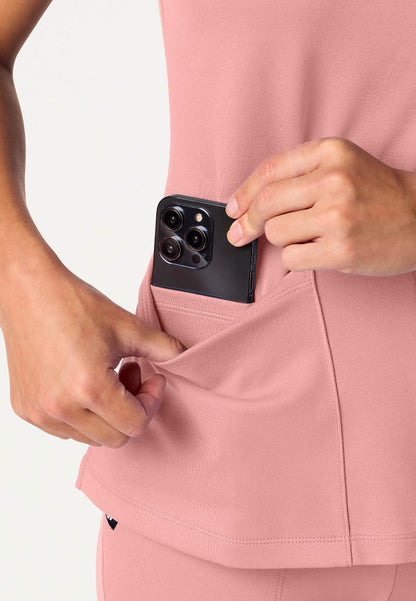 Kass Slim 4-Pocket UltraSOFT Scrub Top - Mauve