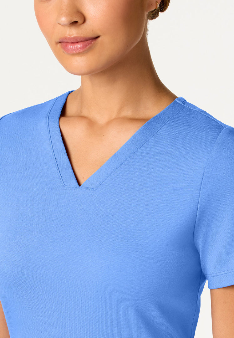 Kass Slim 4-Pocket UltraSOFT Scrub Top - Ciel Blue