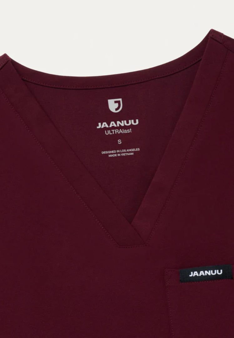 Rhena Essential 1-Pocket Scrub Top - Burgundy