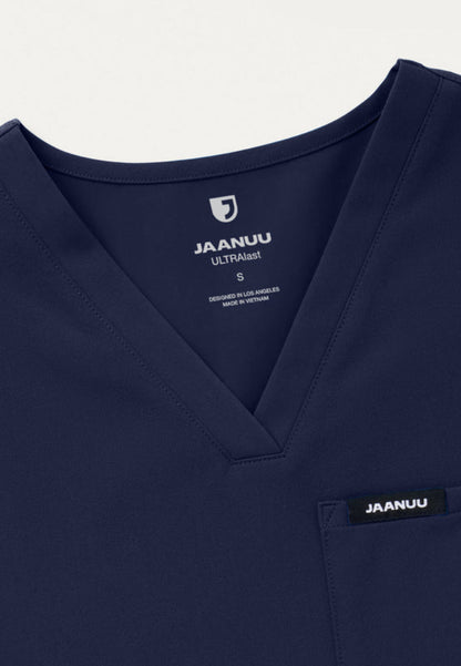 Rhena Essential 1-Pocket Scrub Top - Midnight Navy