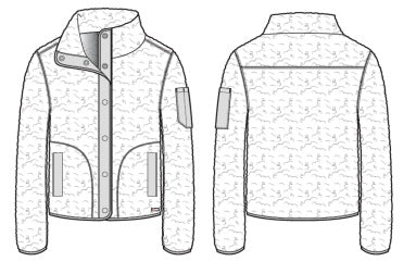 Line Drawing for Carol 5-Pocket Sherpa Jacket - Black