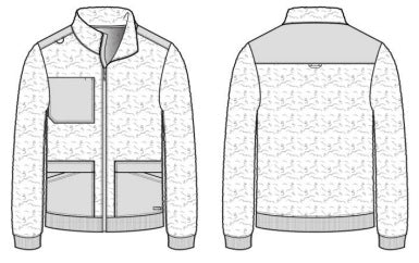 Line Drawing for Randin 5-Pocket Sherpa Jacket - Black