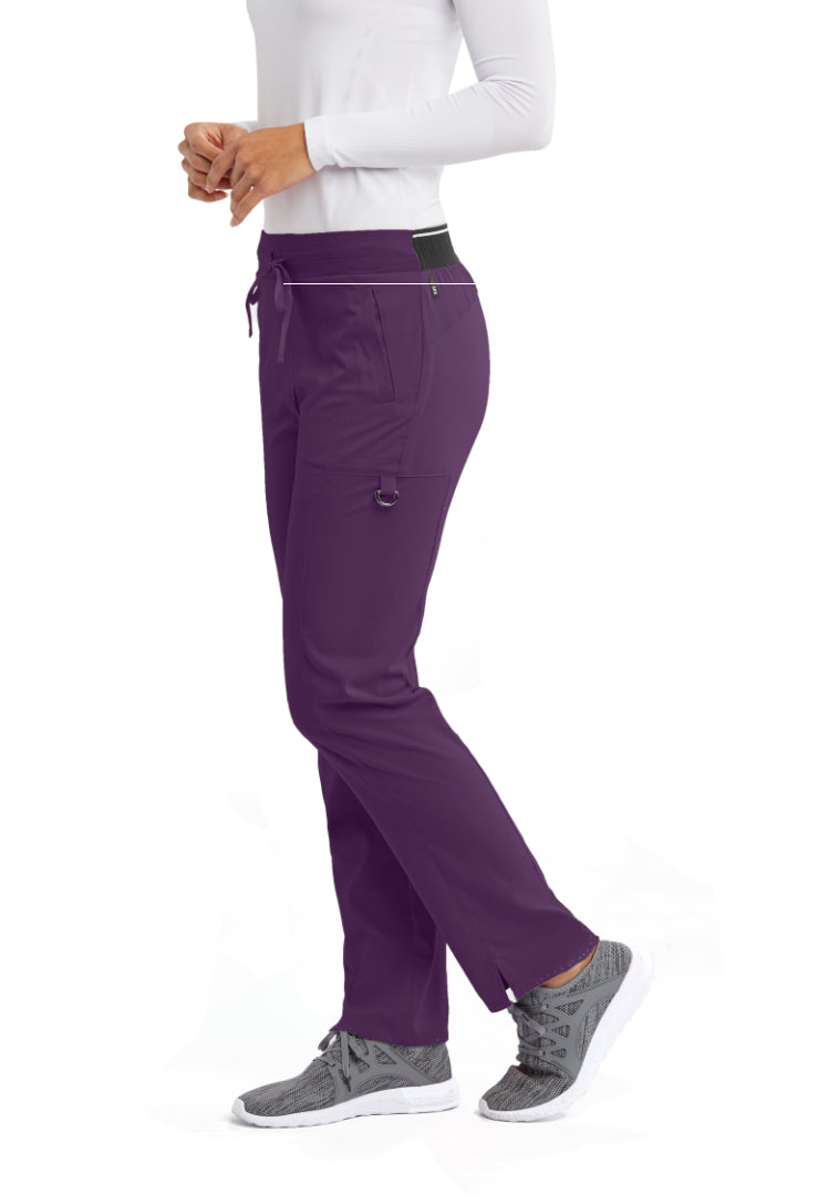 Grey's Anatomy™ Spandex Stretch "Kim" 3-Pocket Pant - Eggplant