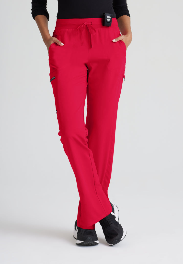 Grey's Anatomy™ Spandex Stretch "Kim" 3-Pocket Pant - Scarlet Red