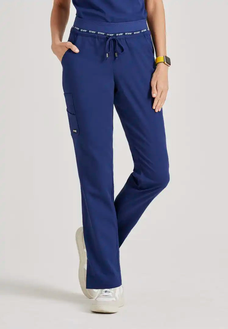 Pantalon d'uniforme médical à jambe fuselée à taille moyenne à 7 poches Serena - Indigo