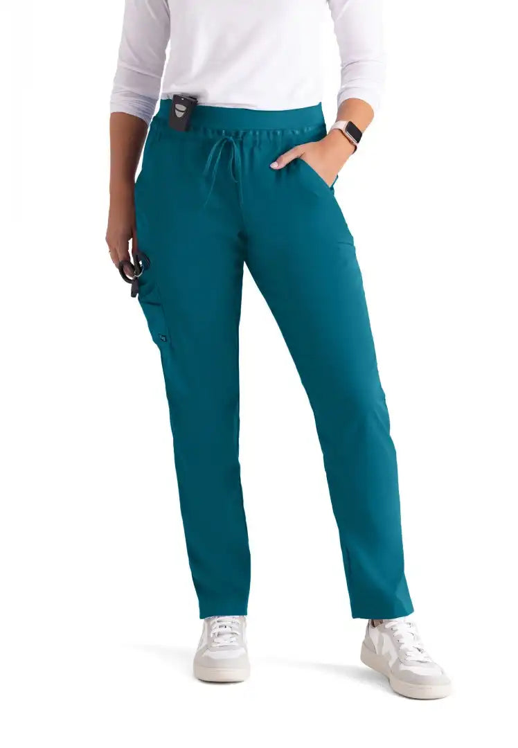 Pantalon d'uniforme médical à jambe effilée à taille moyenne à 7 poches Serena - Bahama
