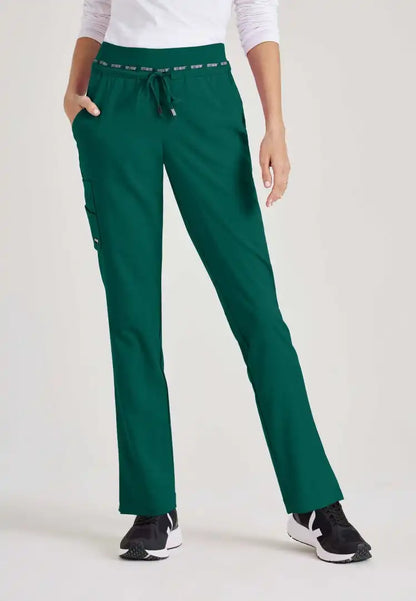 Grey's Anatomy™ Spandex Stretch "Serena" 7-Pocket Mid-Rise Tapered Leg Scrub Pant - Hunter Green - The Uniform Store