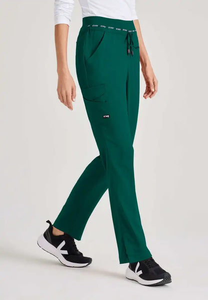 Grey's Anatomy™ Spandex Stretch "Serena" 7-Pocket Mid-Rise Tapered Leg Scrub Pant - Hunter Green - The Uniform Store