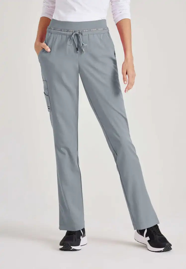 Pantalon d'uniforme médical à jambe fuselée à taille moyenne à 7 poches Serena - Moonstruck