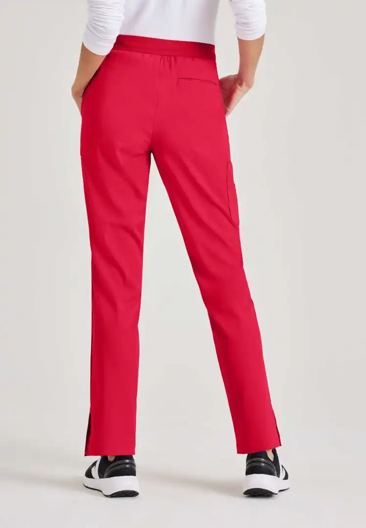Pantalon d'uniforme médical à jambe effilée à taille moyenne à 7 poches Serena - Rouge écarlate
