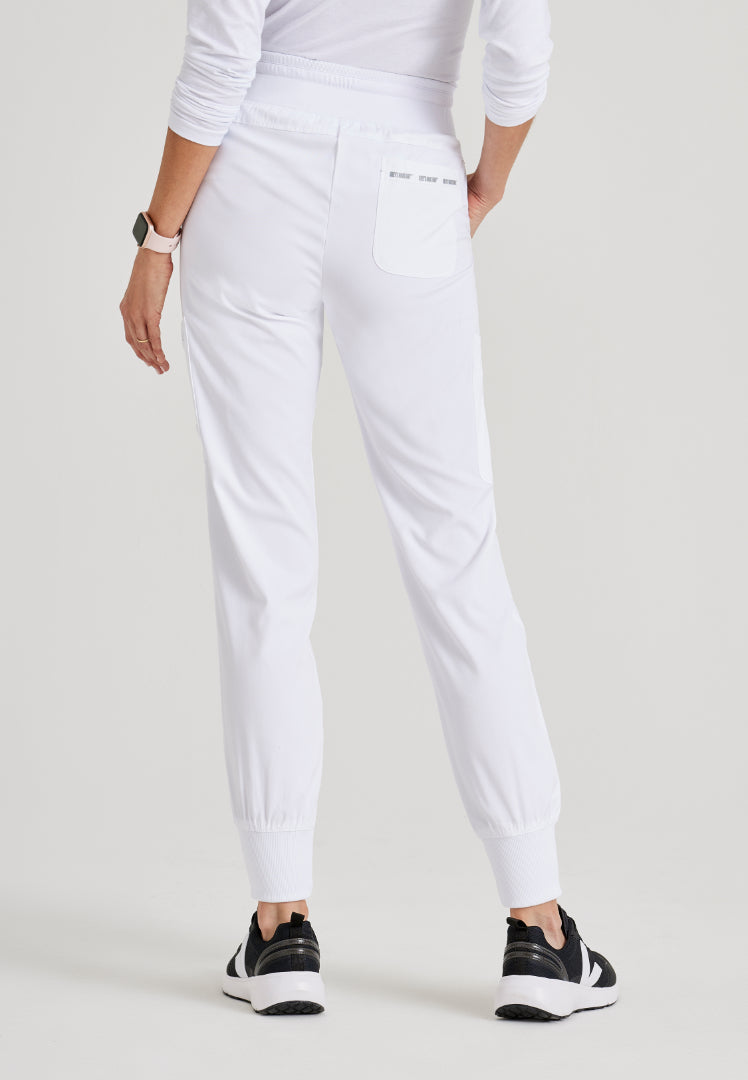 Grey's Anatomy™ Spandex Stretch "Carly" 7-Pocket Mid-Rise Jogger Scrub Pant - White