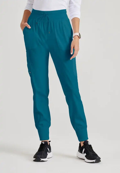 Grey's Anatomy™ Spandex Stretch "Carly" 7-Pocket Mid-Rise Jogger Scrub Pant - Bahama - The Uniform Store