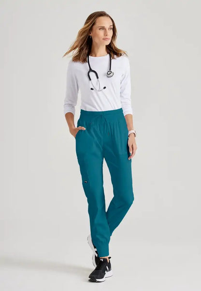 Grey's Anatomy™ Spandex Stretch "Carly" 7-Pocket Mid-Rise Jogger Scrub Pant - Bahama - The Uniform Store