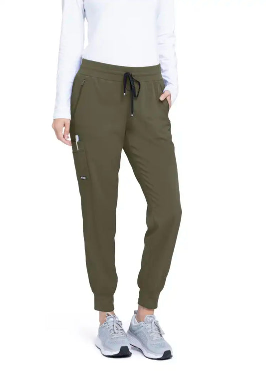 Pantalon de jogging taille mi-haute Eden à 5 poches - Olive