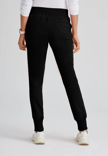 Grey's Anatomy™ Spandex Stretch "Eden" 5-Pocket Mid-Rise Jogger Scrub Pant - Black - The Uniform Store