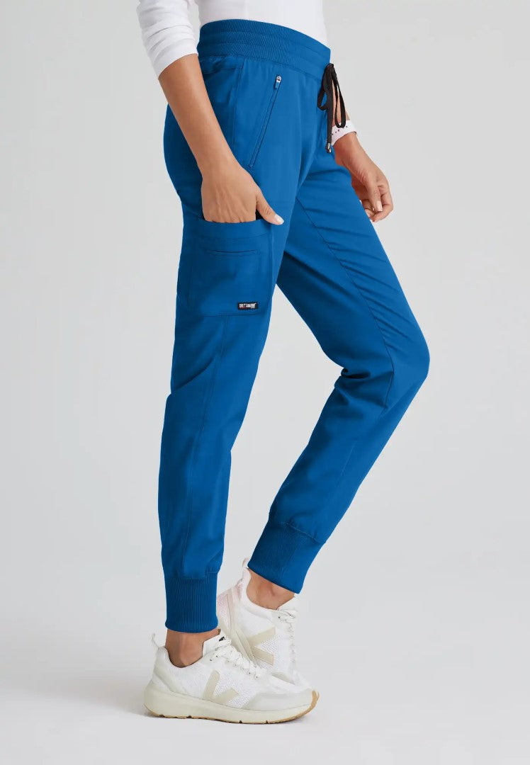 Grey's Anatomy™ Spandex Stretch "Eden" 5-Pocket Mid-Rise Jogger Scrub Pant - New Royal - The Uniform Store