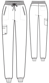 Line Drawing for Eden 5-Pocket Mid-Rise Jogger Scrub Pant - Steel
